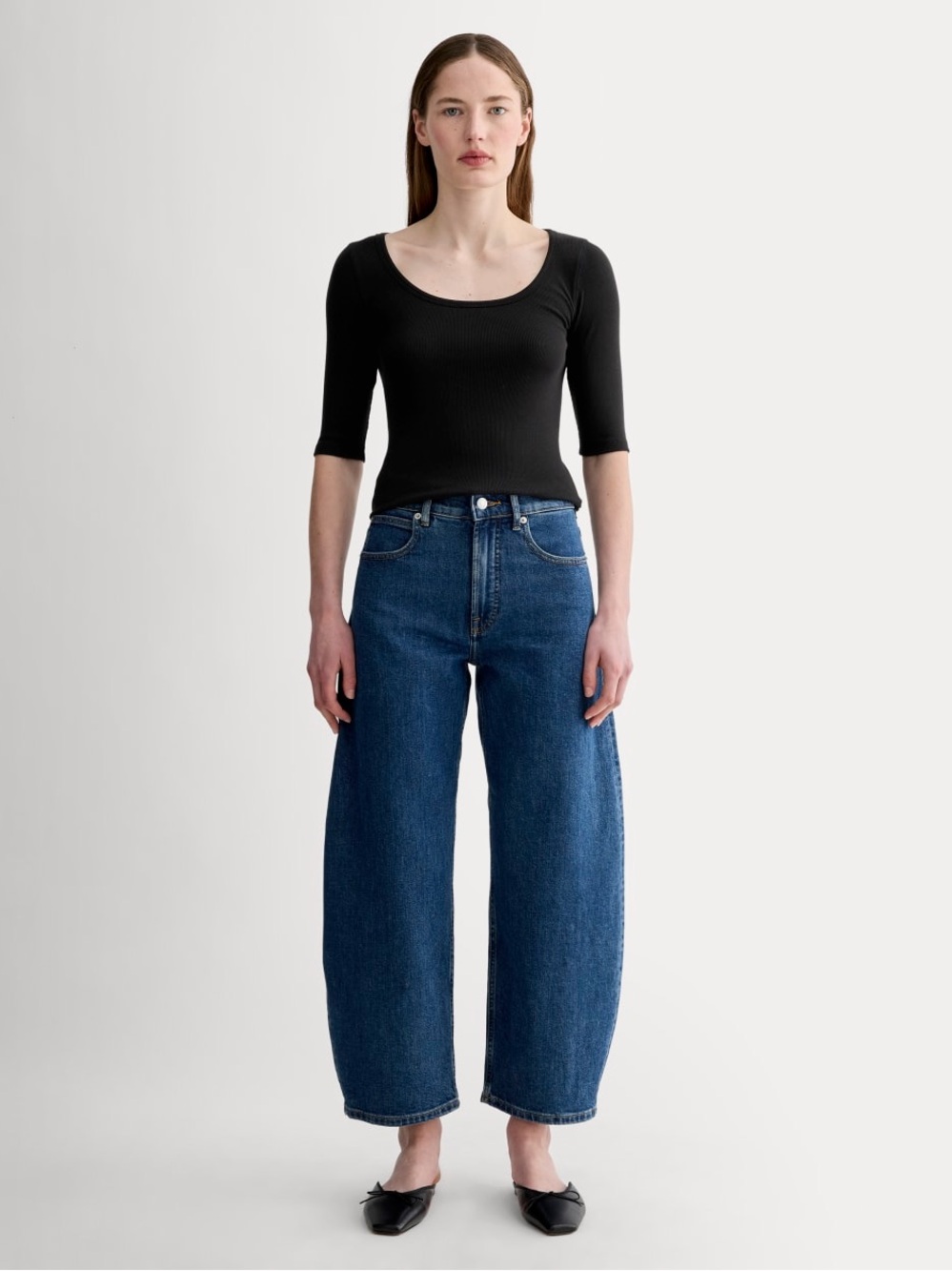 EVERLANE The Lux Rib Scoop Neck Tee, Size S